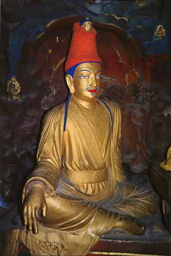 
The 7C Dharmaraja Cave has a statue of Songtsen Gampo made in the mid-17C - Splendor of Tibet: The Potala Palace book
